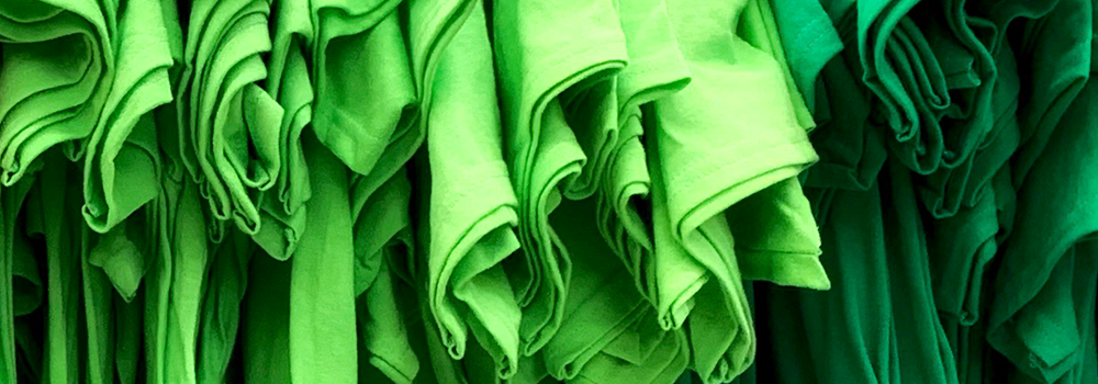 Rack of green t shirts